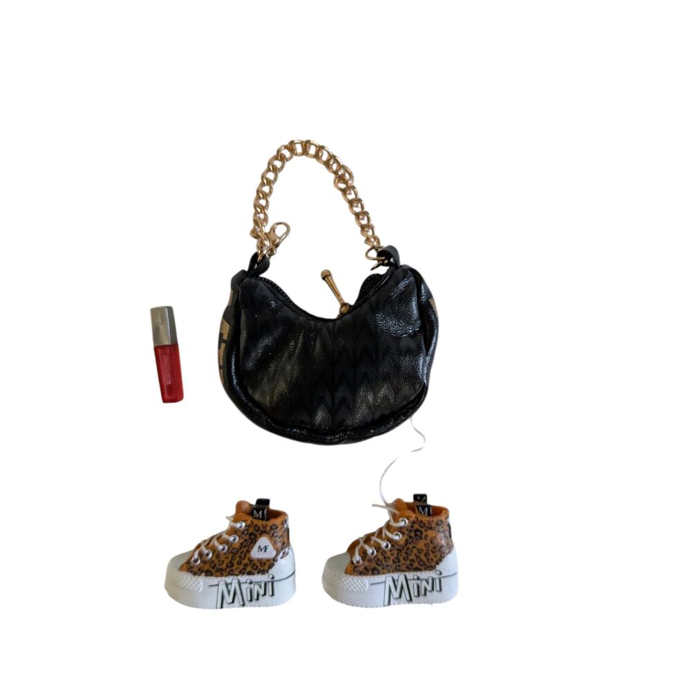 Zuru Mini Brands Fashion Series 4 Black & Gold Bag Leopard Platform Sneakers - Picture 2 of 7